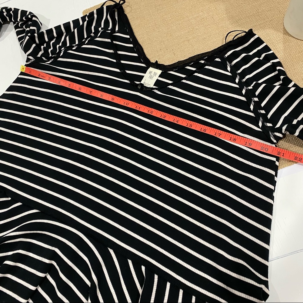 Free People Striped Peplum Top Sz M black white - Picture 6 of 6